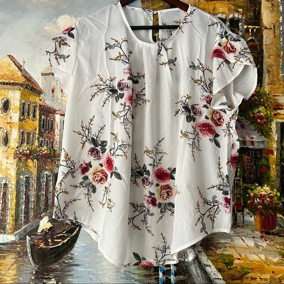 SHEIN Tops - 🌸🌸SHEIN Curve floral print cut out blouse short sleeve 2-3x